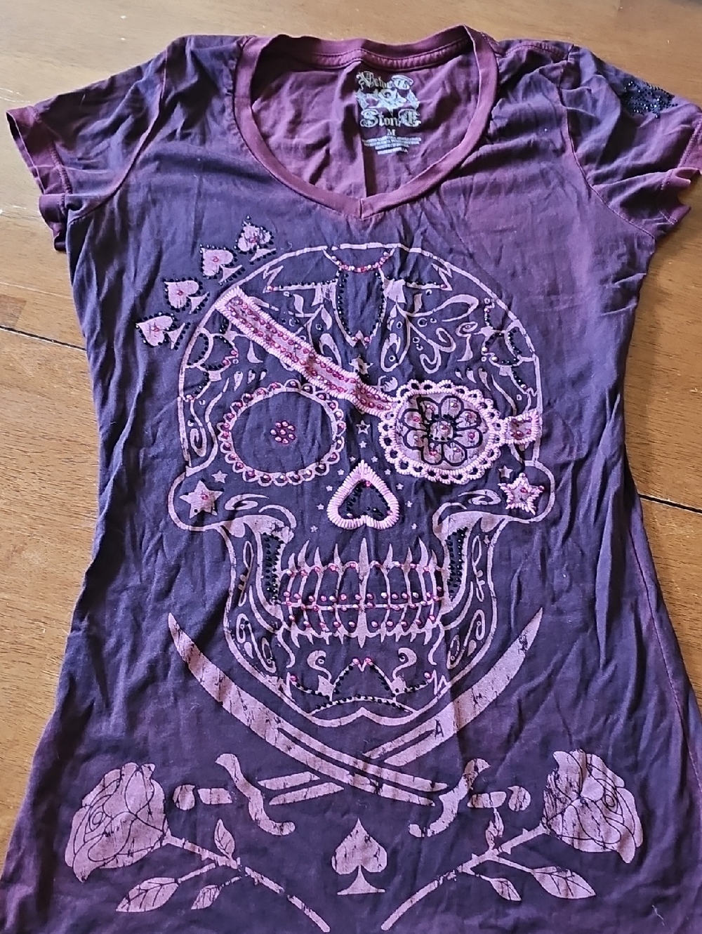 Skull Graphic Short Sleeve Tee - Purple